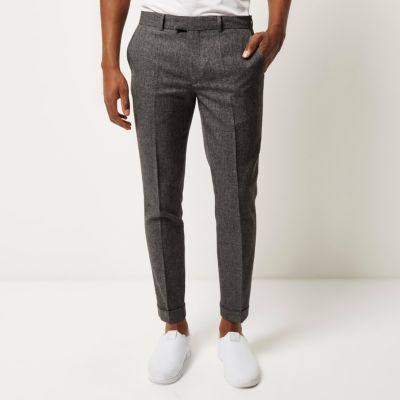 Grey melange slim trousers